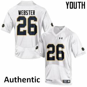 Youth Austin Webster White Notre Dame Fighting Irish #26 Authentic Stitched Jerseys