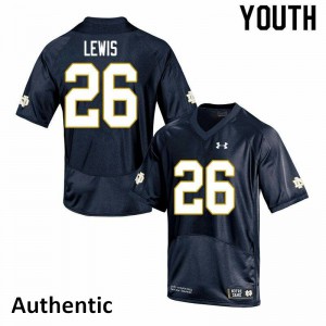 Youth Clarence Lewis Navy University of Notre Dame #26 Authentic Stitch Jersey