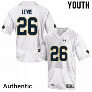 Youth Clarence Lewis White Notre Dame #26 Authentic Player Jersey