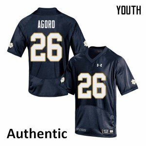 Youth Temitope Agoro Navy University of Notre Dame #26 Authentic Stitch Jersey