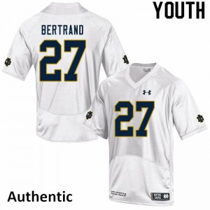 Youth JD Bertrand White UND #27 Authentic Football Jersey