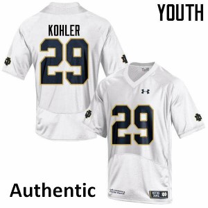 Youth Sam Kohler White University of Notre Dame #29 Authentic Football Jersey