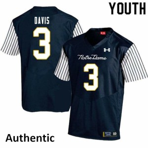 Youth Avery Davis Navy Blue University of Notre Dame #3 Alternate Authentic High School Jerseys