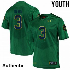 Youth Avery Davis Green Fighting Irish #3 Authentic Stitched Jersey