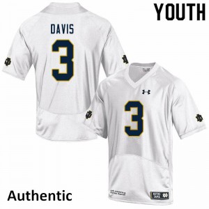 Youth Avery Davis White Irish #3 Authentic High School Jersey