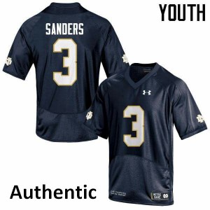Youth C.J. Sanders Navy Blue University of Notre Dame #3 Authentic Player Jersey