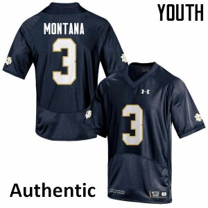 Youth Joe Montana Navy Blue Notre Dame Fighting Irish #3 Authentic Alumni Jersey