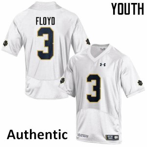 Youth Michael Floyd White UND #3 Authentic NCAA Jersey