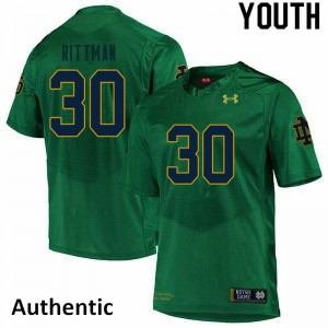 Youth Jake Rittman Green Notre Dame #30 Authentic Stitch Jerseys