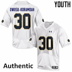 Youth Jeremiah Owusu-Koramoah White UND #30 Authentic Official Jerseys