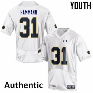 Youth Grant Hammann White UND #31 Authentic University Jersey