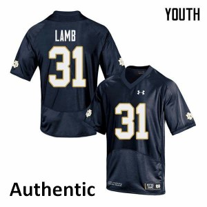 Youth Jack Lamb Navy University of Notre Dame #31 Authentic Stitch Jerseys