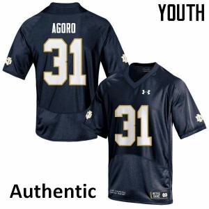 Youth Temitope Agoro Navy Notre Dame Fighting Irish #31 Authentic Official Jersey