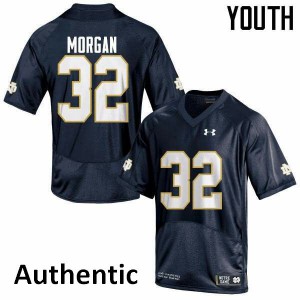 Youth D.J. Morgan Navy Blue Notre Dame #32 Authentic Embroidery Jersey