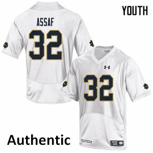 Youth Mick Assaf White Notre Dame Fighting Irish #32 Authentic NCAA Jersey