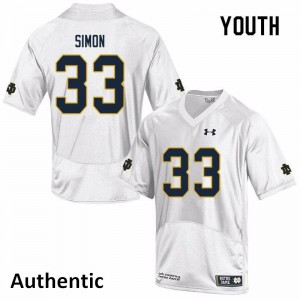 Youth Shayne Simon White Fighting Irish #33 Authentic Official Jersey