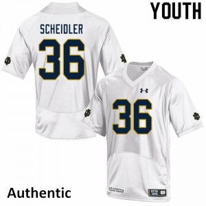 Youth Eddie Scheidler White University of Notre Dame #36 Authentic Football Jerseys