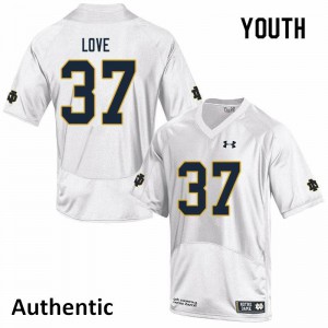 Youth Chase Love White University of Notre Dame #37 Authentic High School Jerseys