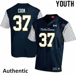 Youth Henry Cook Navy Blue UND #37 Alternate Authentic Player Jersey