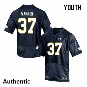 Youth James Warren Navy UND #37 Authentic Player Jerseys