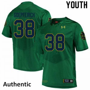 Youth Dawson Goepferich Green Fighting Irish #38 Authentic Stitch Jersey