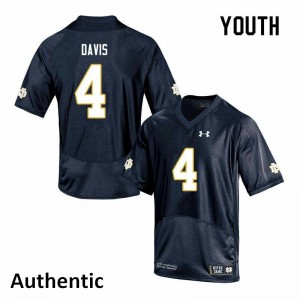 Youth Avery Davis Navy Notre Dame Fighting Irish #4 Authentic Alumni Jersey