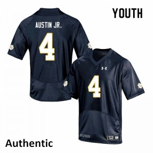 Youth Kevin Austin Jr. Navy UND #4 Authentic High School Jersey