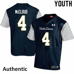 Youth Nick McCloud Navy Blue Notre Dame Fighting Irish #4 Alternate Authentic Stitch Jersey