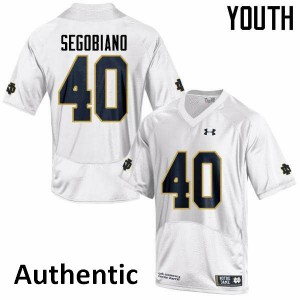 Youth Brett Segobiano White Notre Dame #40 Authentic Football Jersey