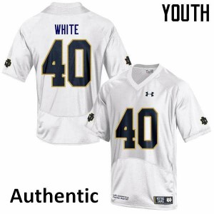 Youth Drew White White University of Notre Dame #40 Authentic High School Jersey