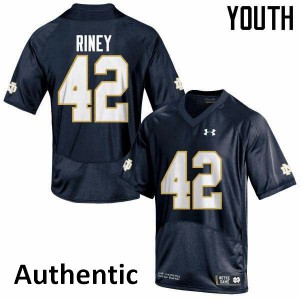 Youth Jeff Riney Navy Blue Fighting Irish #42 Authentic Official Jerseys