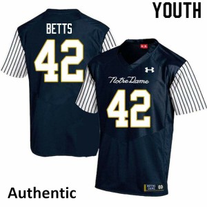 Youth Stephen Betts Navy Blue UND #42 Alternate Authentic Stitch Jersey