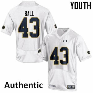 Youth Brian Ball White University of Notre Dame #43 Authentic Football Jerseys