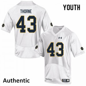 Youth Marcus Thorne White Notre Dame #43 Authentic High School Jersey