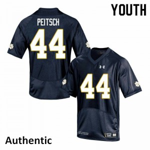 Youth Alex Peitsch Navy Notre Dame #44 Authentic Embroidery Jersey