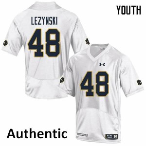 Youth Xavier Lezynski White University of Notre Dame #48 Authentic Football Jersey