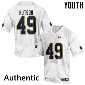 Youth Brandon Hutson White UND #49 Authentic Stitched Jersey