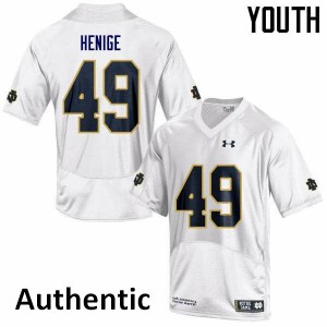 Youth Jack Henige White Fighting Irish #49 Authentic Football Jerseys