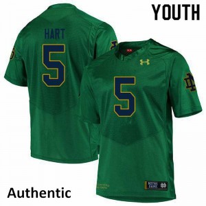 Youth Cam Hart Green Fighting Irish #5 Authentic Embroidery Jersey