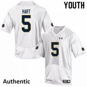 Youth Cam Hart White Fighting Irish #5 Authentic Stitched Jersey