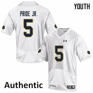 Youth Troy Pride Jr. White Notre Dame Fighting Irish #5 Authentic Player Jerseys
