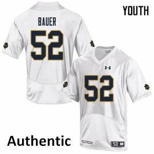 Youth Bo Bauer White UND #52 Authentic High School Jersey