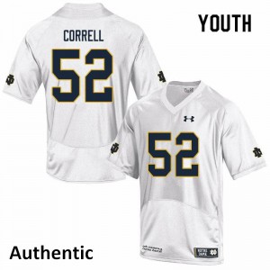 Youth Zeke Correll White UND #52 Authentic High School Jerseys
