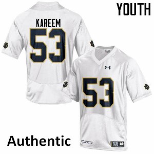 Youth Khalid Kareem White Notre Dame #53 Authentic Stitched Jersey