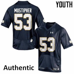 Youth Sam Mustipher Navy Blue Fighting Irish #53 Authentic Stitched Jersey