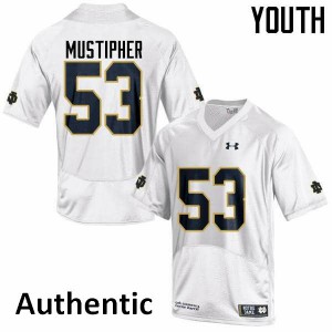 Youth Sam Mustipher White Notre Dame #53 Authentic College Jersey