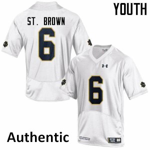 Youth Equanimeous St. Brown White Notre Dame Fighting Irish #6 Authentic Embroidery Jersey