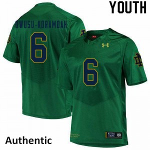 Youth Jeremiah Owusu-Koramoah Green Irish #6 Authentic College Jersey