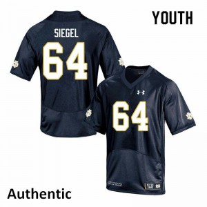 Youth Max Siegel Navy University of Notre Dame #64 Authentic Football Jerseys