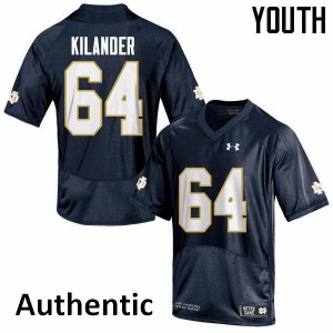 Youth Ryan Kilander Navy Blue UND #64 Authentic High School Jersey
